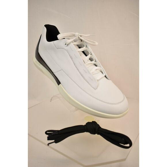 NIB BALLY AVIER WHITE LEATHER LOGO BLACK BACK LOW SNEAKERS 12 US 45 ITALY main image 12
